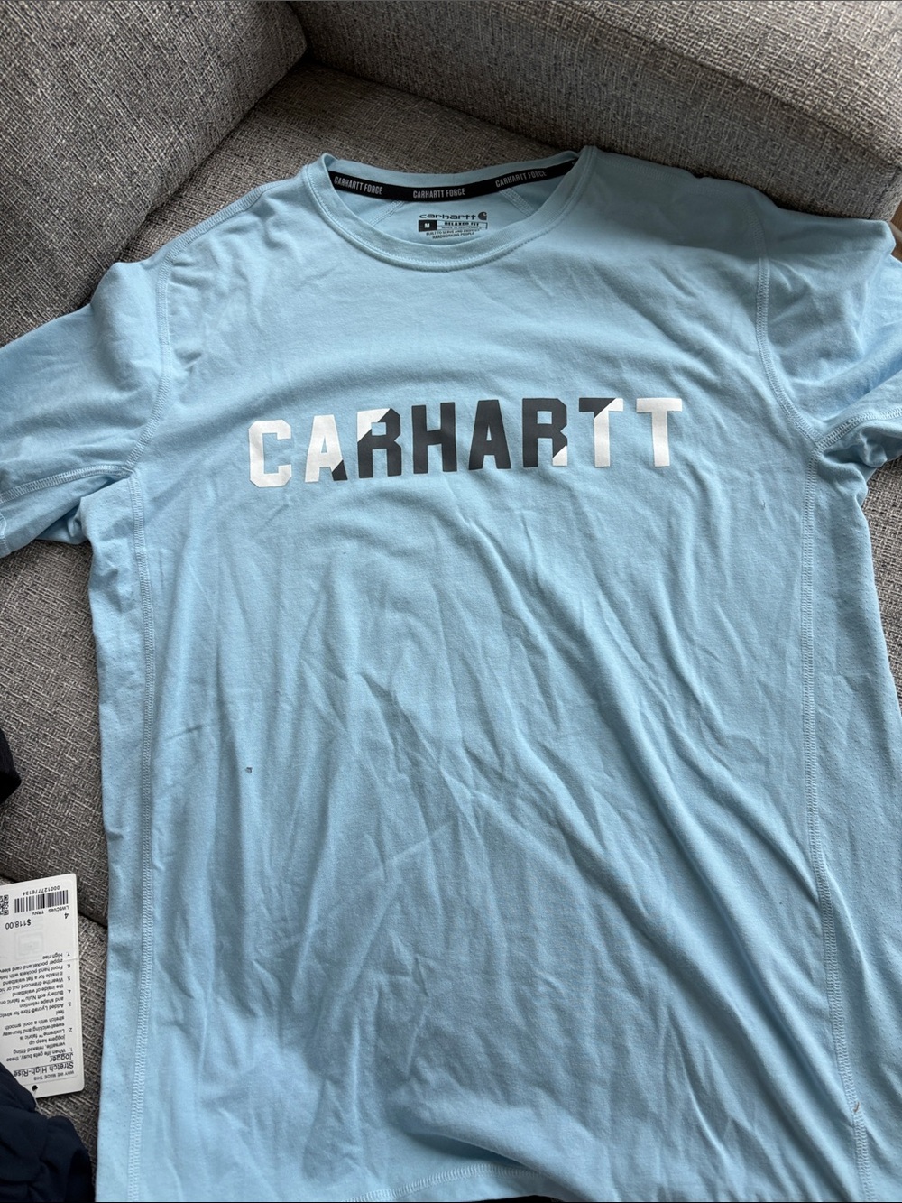 Carhartt Men’s Light Blue Logo Short Sleeve Tee
